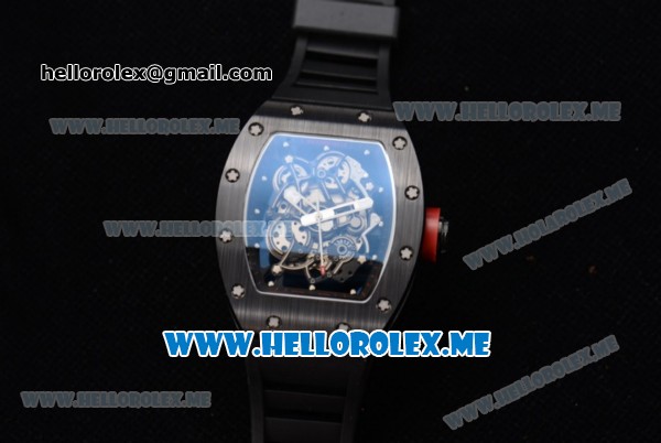 Richard Mille RM 055 Miyota 9015 Automatic PVD Case with Skeleton Dial and Dot Markers Black Rubber Strap - Click Image to Close